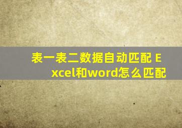 表一表二数据自动匹配 Excel和word怎么匹配